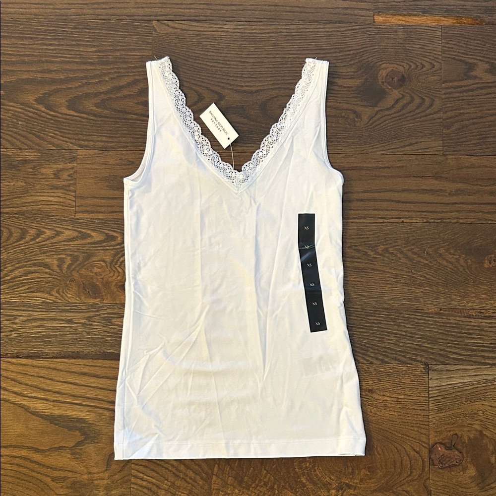 Banana Republic Factory White Lace V-Neck Camisole